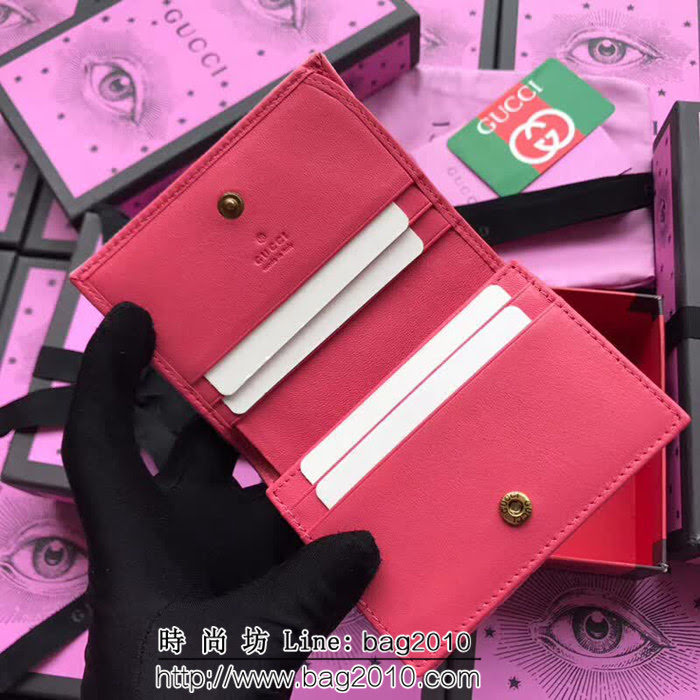 GUCCI古馳 歐洲正品原單 LOVE鑽珠鑲鑽 天鵝絨GG marmont 小卡包 466492珍珠粉 WTG1362
